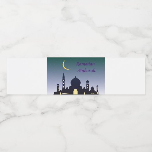 Islamitische Halve Maan Ramadan Kareem Typografisc Waterfles Etiket (Enkel label)