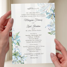 Islamitische Huwelijks-Nikah Blauwe Aquarel Lelie