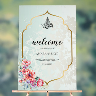 Islamitische huwelijks-welkom acryl bord - Gouden