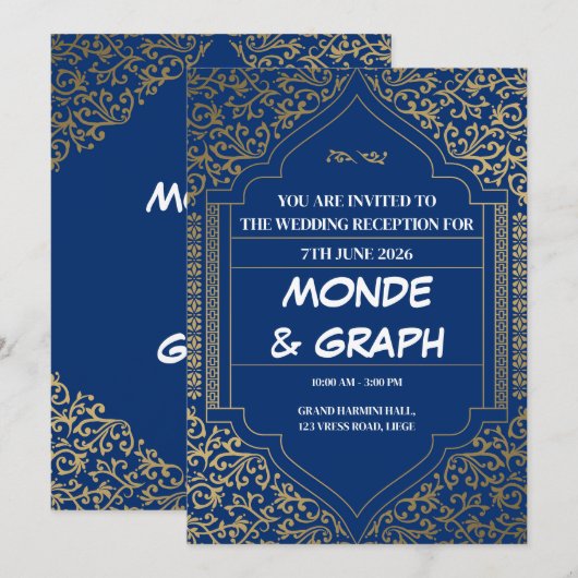 Islamitische huwelijksuitnodigingen Kunst Kaart (Voorkant / Achterkant)