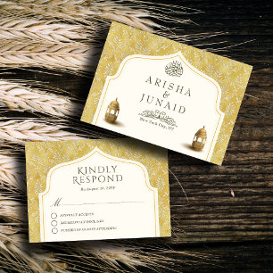 Islamitische Koninklijke Gouden Damask Moslim Huwe RSVP Kaartje