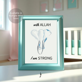 Islamitische peutermotivatie citaten blauw wit gri poster