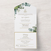 Islamitische TROUW NIKAH WALLIMAH Groene decoratie All In One Uitnodiging (Binnen)