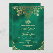 Islamitische Trouwkaart, Smaragdgroene Trouw  Kaart (Voorkant / Achterkant)