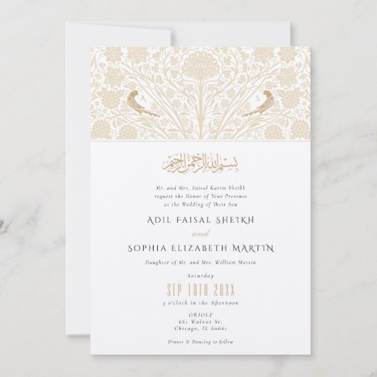 Islamitische Victoriaanse fusie trouwuitnodiging Kaart (Voorkant)
