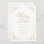 Islamitische witte save the date aankondigingskaar (Voorkant / Achterkant)