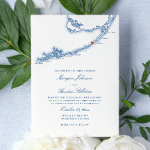Islamorada FL Kaart Elegante Marine Blauwe Huwelij