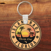 Islamorada Florida Retro Sunset Beach Souvenirs Sleutelhanger (Achterkant)