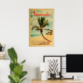 Islamorada Florida Vintage Palm Tree Beach Poster (Bureau à domicile)
