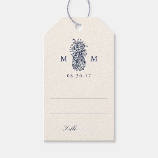 Island Ananas Monogram Plaatskaarten Cadeaulabel (Voorkant)