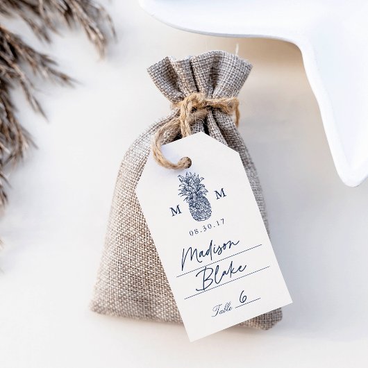 Island Ananas Monogram Plaatskaarten Cadeaulabel