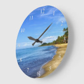 Island Beach Blue Water and Sky Small Numbers Grote Klok (Hoek)