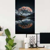 Island Bloom: Serene High-Contrast Landscape Poster (Thuiskantoor)