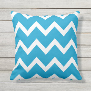 Island Blue Zigzag Chevron Pattern Kussens