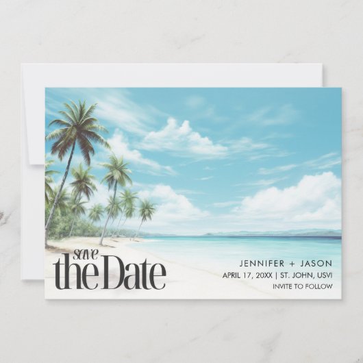 Island Breeze Destination Wedding Save The Date (Voorkant)