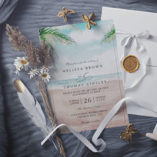 Island Breeze Geschilderd Strand QR Code Huwelijk Kaart