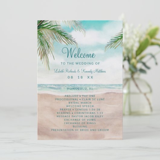 Island Breeze geschilderd strand scène bruiloft ce Programma (Staand voorkant)