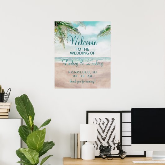Island Breeze Plage Peint Affiche de bienvenue de  (Bureau à domicile)