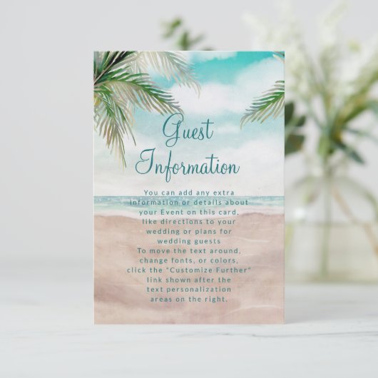 Island Breeze Tropische Strand Bruiloft Informatie Informatiekaartje (Staand voorkant)