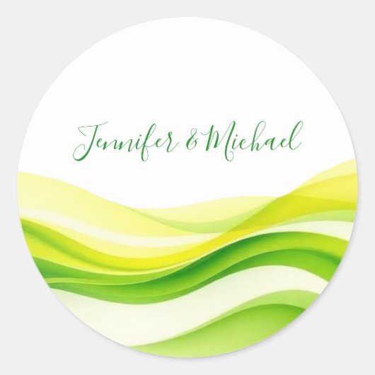 Island Citrus Green and Yellow Wedding Ronde Sticker (Voorkant)
