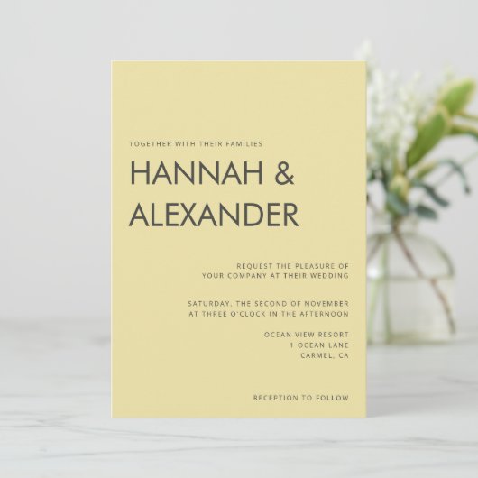Island Citrus Yellow Wedding Invitation (Debout devant)