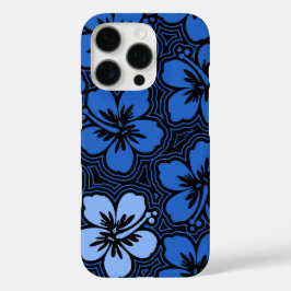 Island Floral Hawaiian Hibiscus Pinstriped Blue iPhone 16 Pro Hoesje