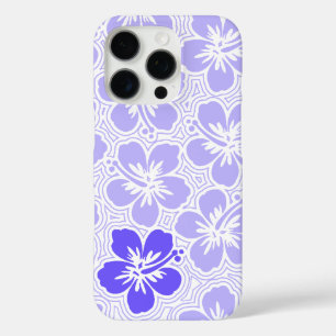 Island Floral Hawaiian Hibiscus Pinstriped Lila iPhone 16 Pro Hoesje