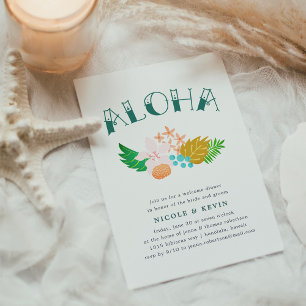 Island Flowers   Aloha Welcome Dinner Invitation Kaart