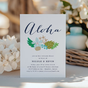 Island Flowers   Aloha Welcome Dinner Invitation Kaart
