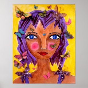 Island Girl met Butterflies Poster