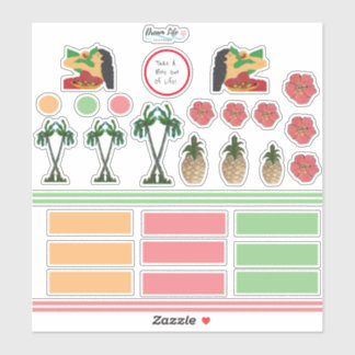 Island Girl Palm Tree Fleurs tropicales Stickers