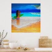 Island girl surft op poster (Keuken)