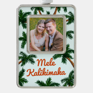 Island Greeting Holiday Foto Verzilverd Kader Ornament