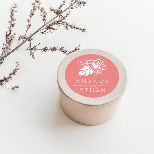 Island Hibiscus Wedding Ronde Sticker