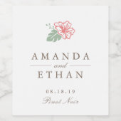 Island Hibiscus Wedding Wijn Etiket (Enkel label)