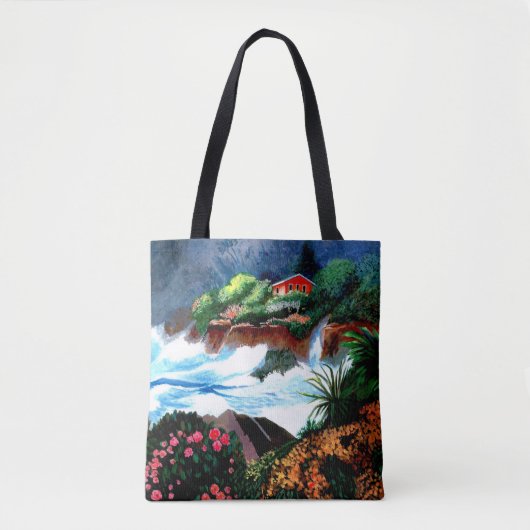 Island Home met Crashing Surf Canvas tas (Voorkant)