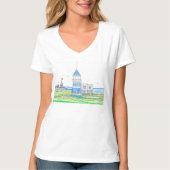 Island Lighthouse Vrouwen Vneck Tshirt (Voorkant)
