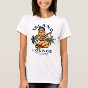 Island Lounge Tropische muzikant Tattoo gitaar mei T-shirt