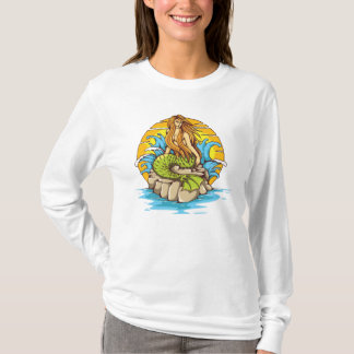 Island Mermaid with Tribal Sun Tattoo Style Art T-shirt