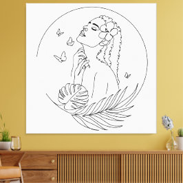 Island Muse - Tropische vrouwelijke lijnkunst Canvas Afdruk