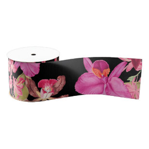 Island Orchid Floral Flowers Tropical Ribbon Grosgrain Lint