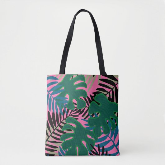 Island Palm Green Pink Black fourre-tout gros sac (Devant)