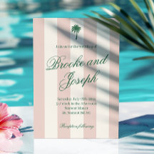 Island Palm Stripe Cabana Strand Retro roze trouwf
