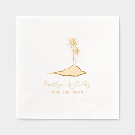 Island Palm Trees Wedding Folie Servetten (Voorkant)