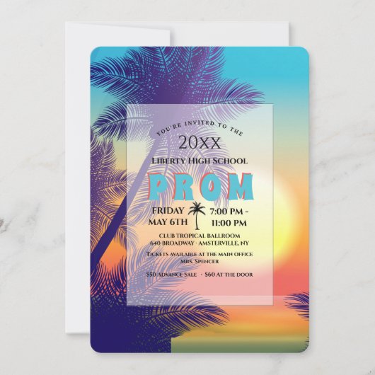 Island Paradise Prom Invitation Kaart (Voorkant)