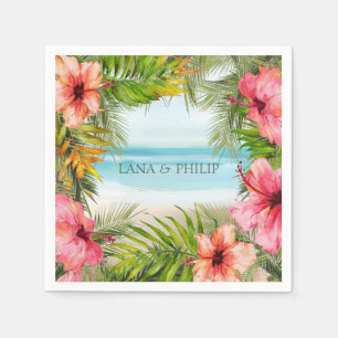 Island Paradise Tropische doorbloem en palmen Servet