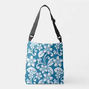 ISLAND PLUMERIA (CARIBISCHE BLAUW) CROSSBODY TAS