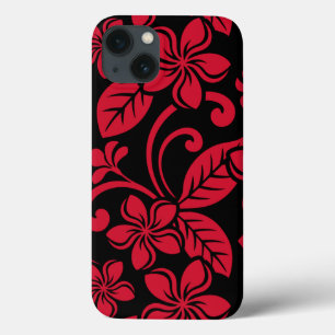 ISLAND PLUMERIA (ZWARTE/RODE) iPhone 13 HOESJE