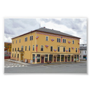 Island Pond, Vermont, Public Library en Town Hall Foto Afdruk