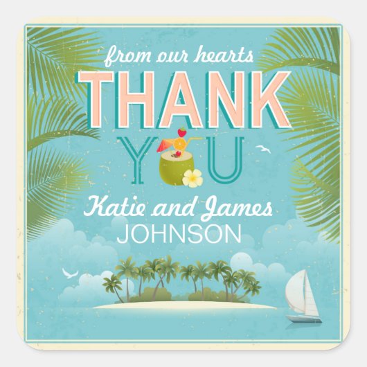 Island Resort Bestemming Bedankt Label (Voorkant)